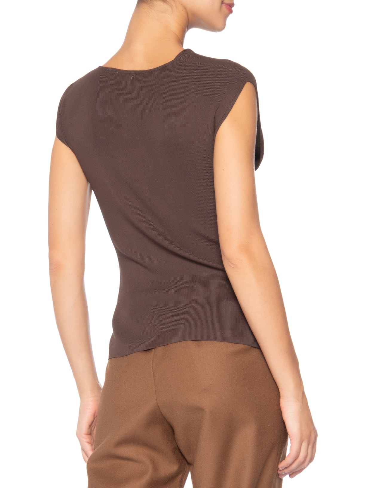 Blusa Feminina Decote Degagê Em Tricot Marrom '2Essential