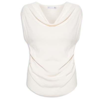 Blusa Feminina Decote Degagê Em Tricot - Off White