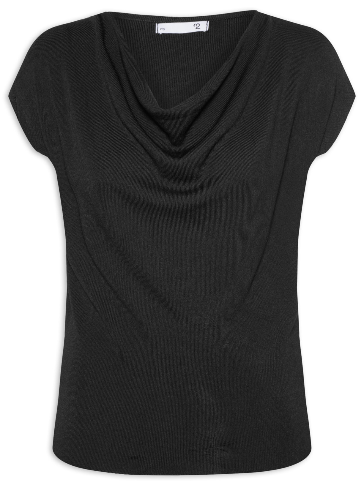 Blusa Feminina Decote Degagê Em Tricot Preto '2Essential