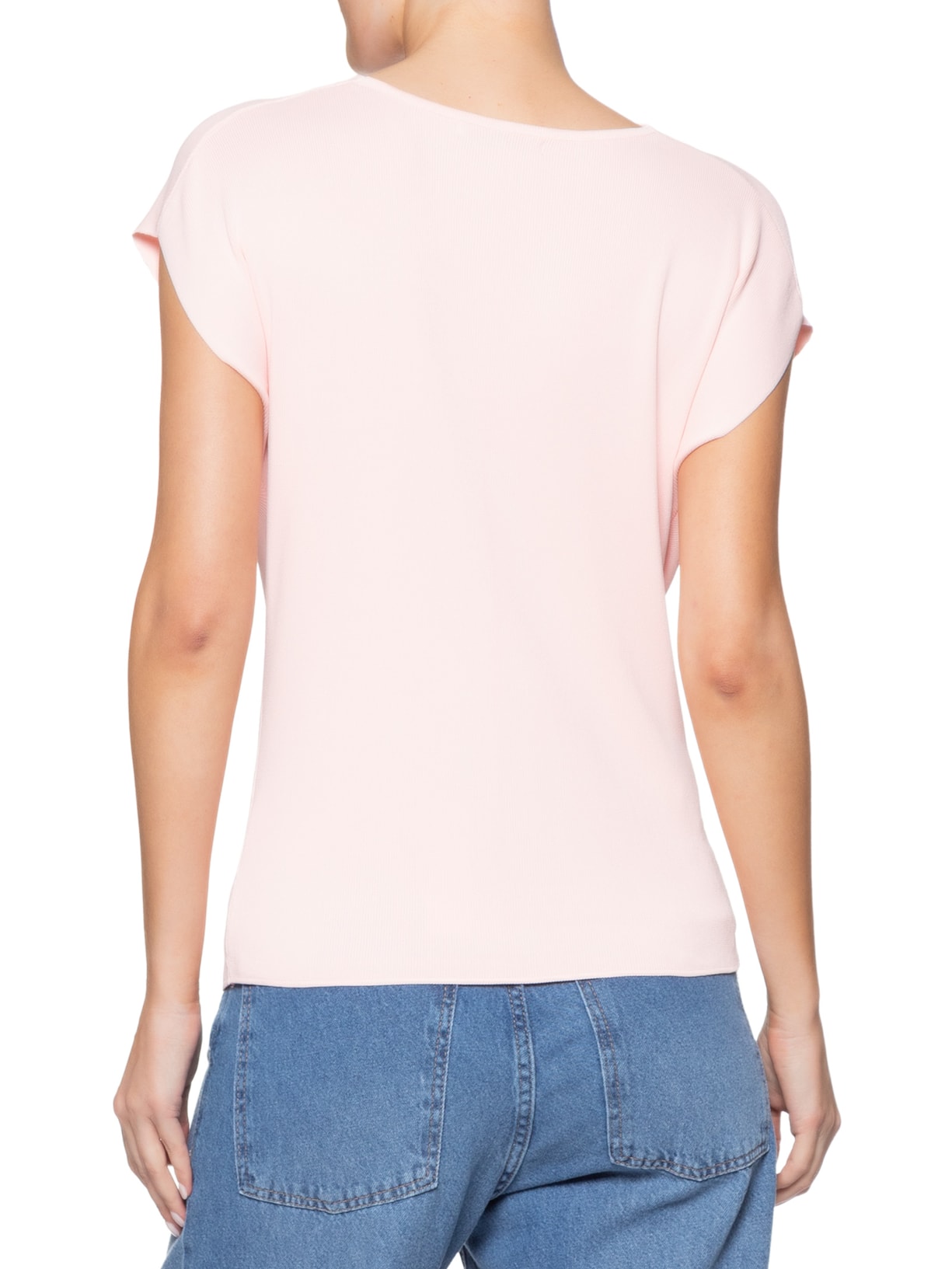 Blusa Feminina Decote Degagê Em Tricot Rosa '2Essential