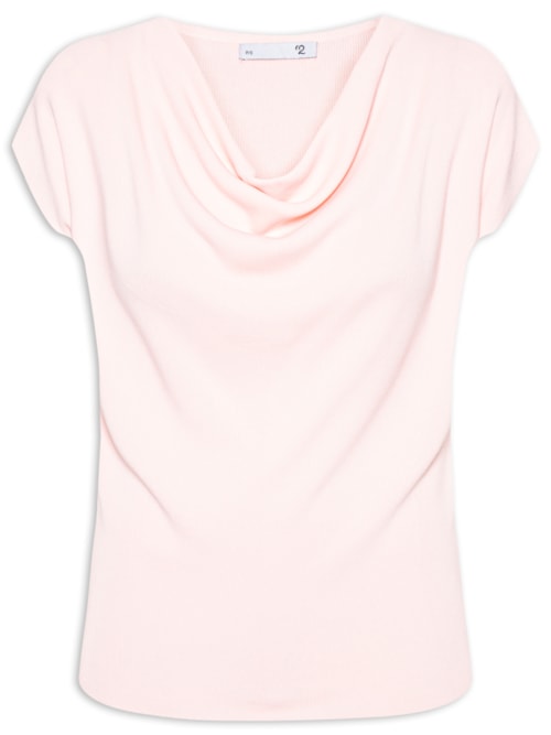 Blusa Feminina Decote Degagê Em Tricot - Rosa