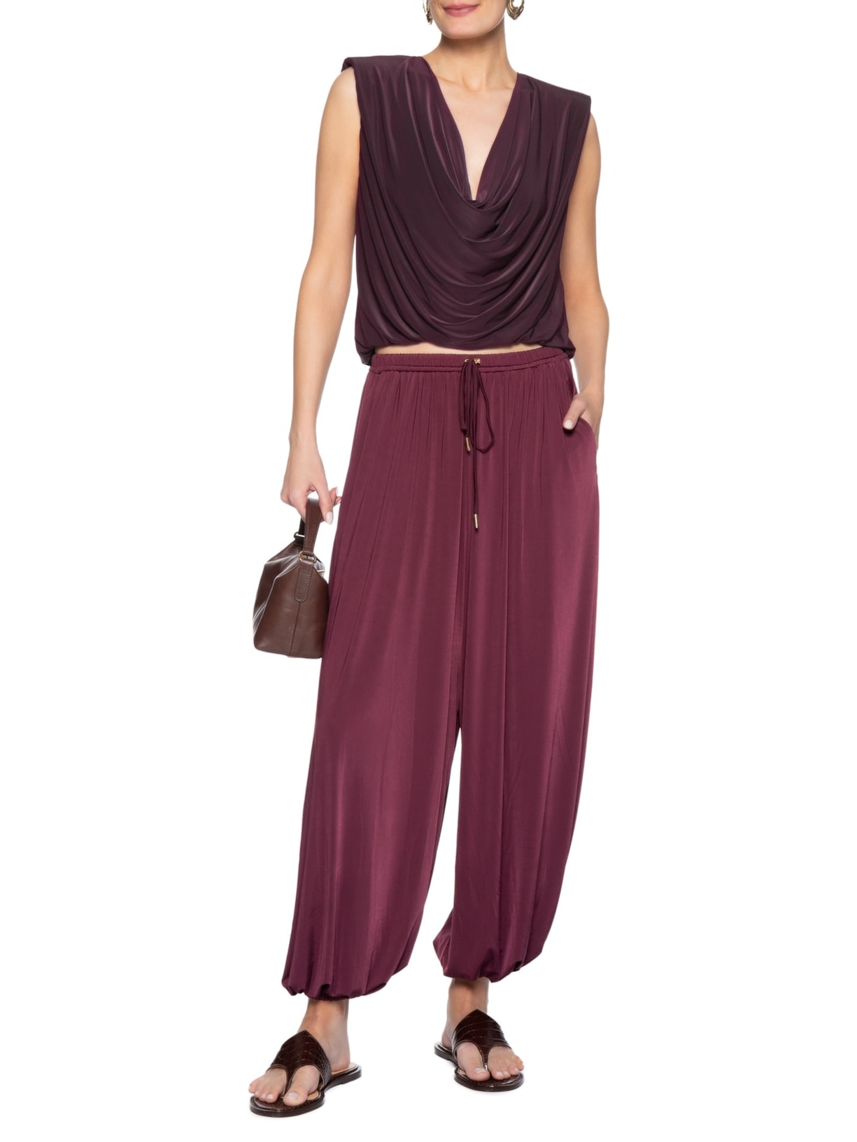 Blusa Feminina Decote Degagê Roxo Animale
