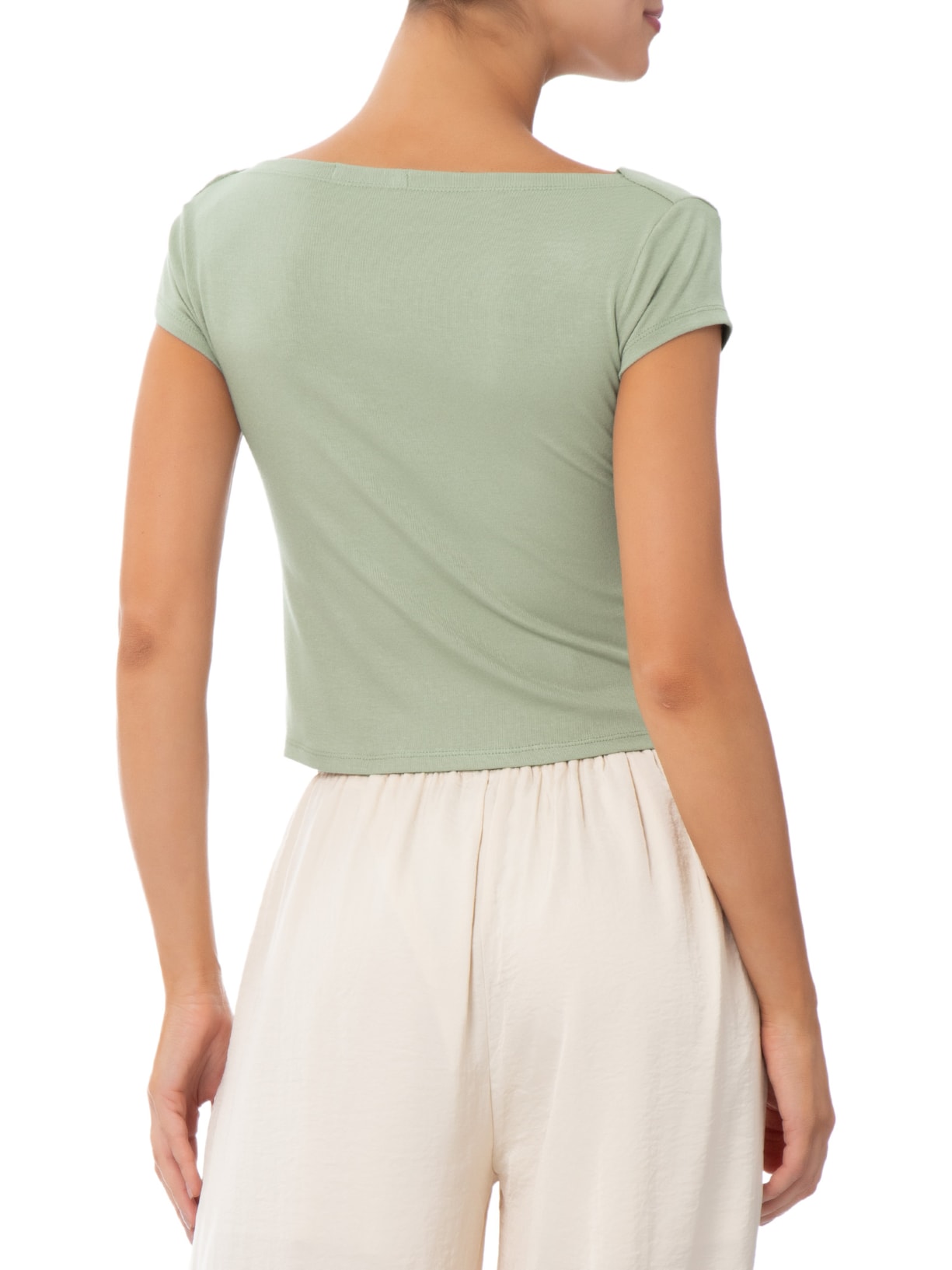 Blusa Feminina Decote Degagê Verde '2Essential