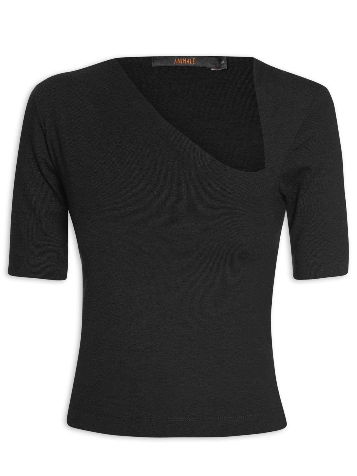 Blusa Feminina Decote Diagonal - Preto