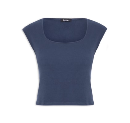 Blusa Feminina Decote Quadrado sem Manga - Azul