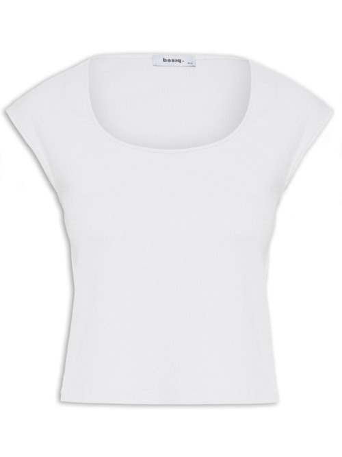 Blusa Feminina Decote Quadrado sem Manga - Cinza