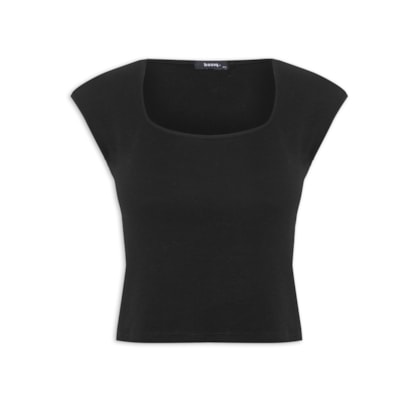 Blusa Feminina Decote Quadrado sem Manga - Preto