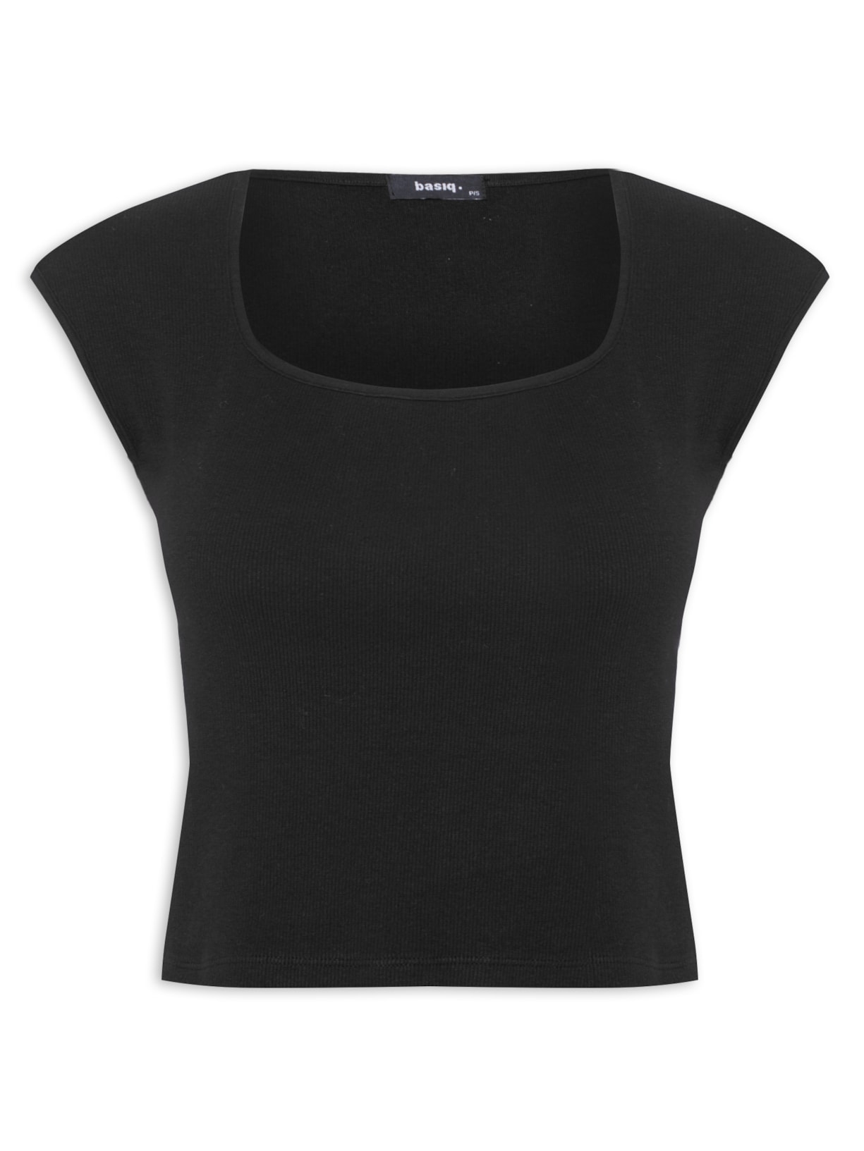 Blusa Feminina Decote Quadrado sem Manga - Preto