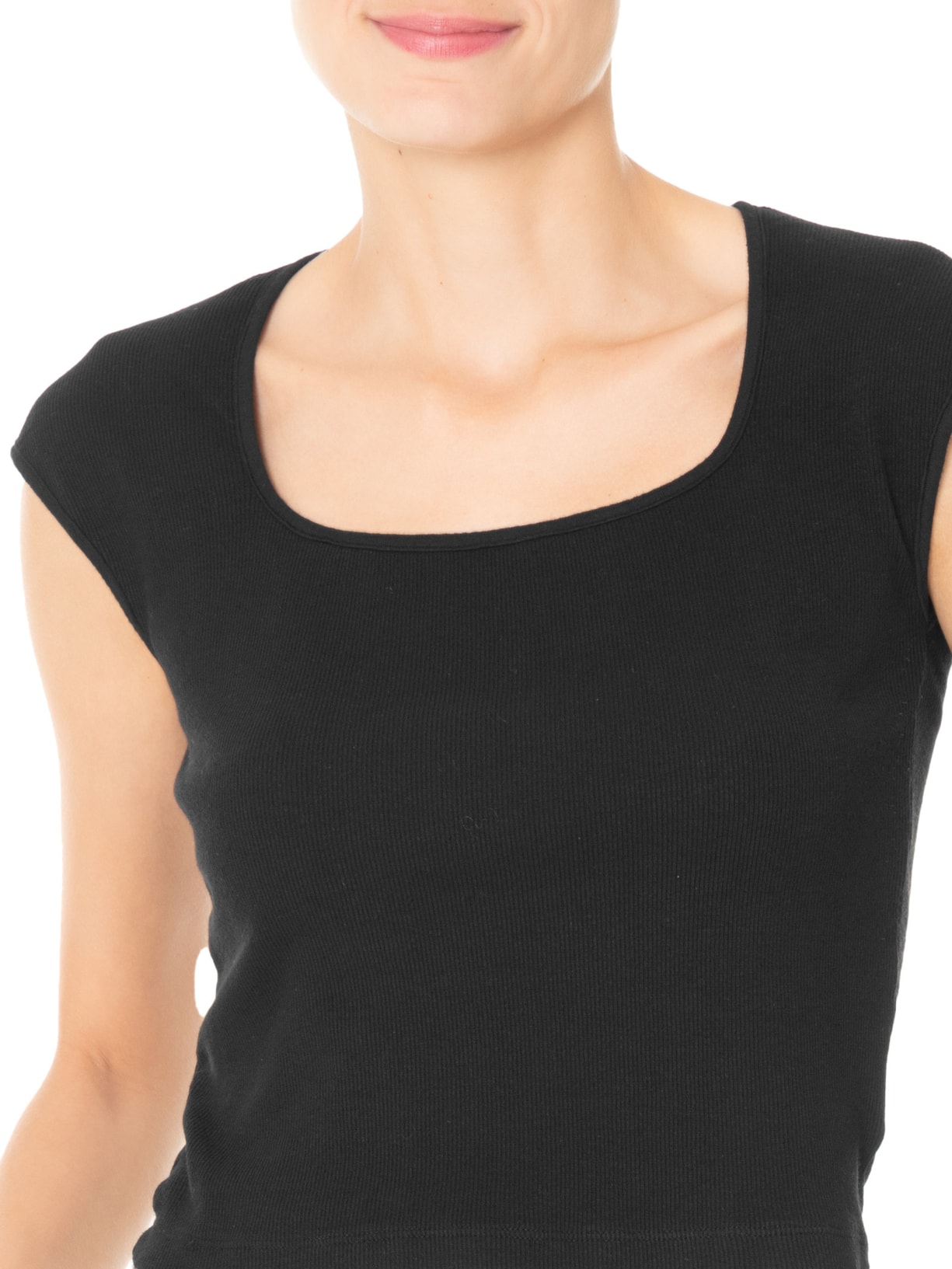 Blusa Feminina Decote Quadrado sem Manga Preto Basiq