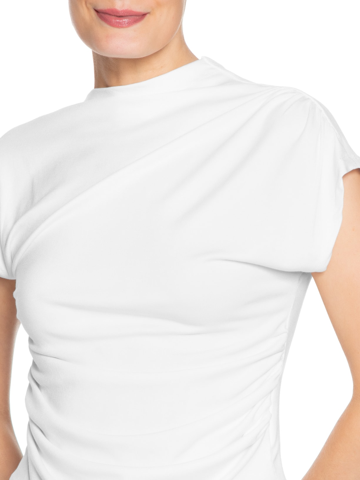 Blusa Feminina Decote Reto Drapeada Branco Basiq