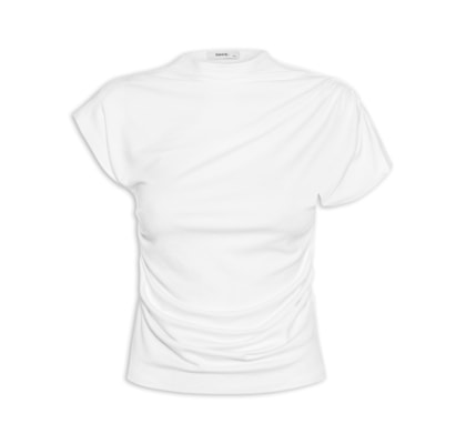 Blusa Feminina Decote Reto Drapeada - Branco