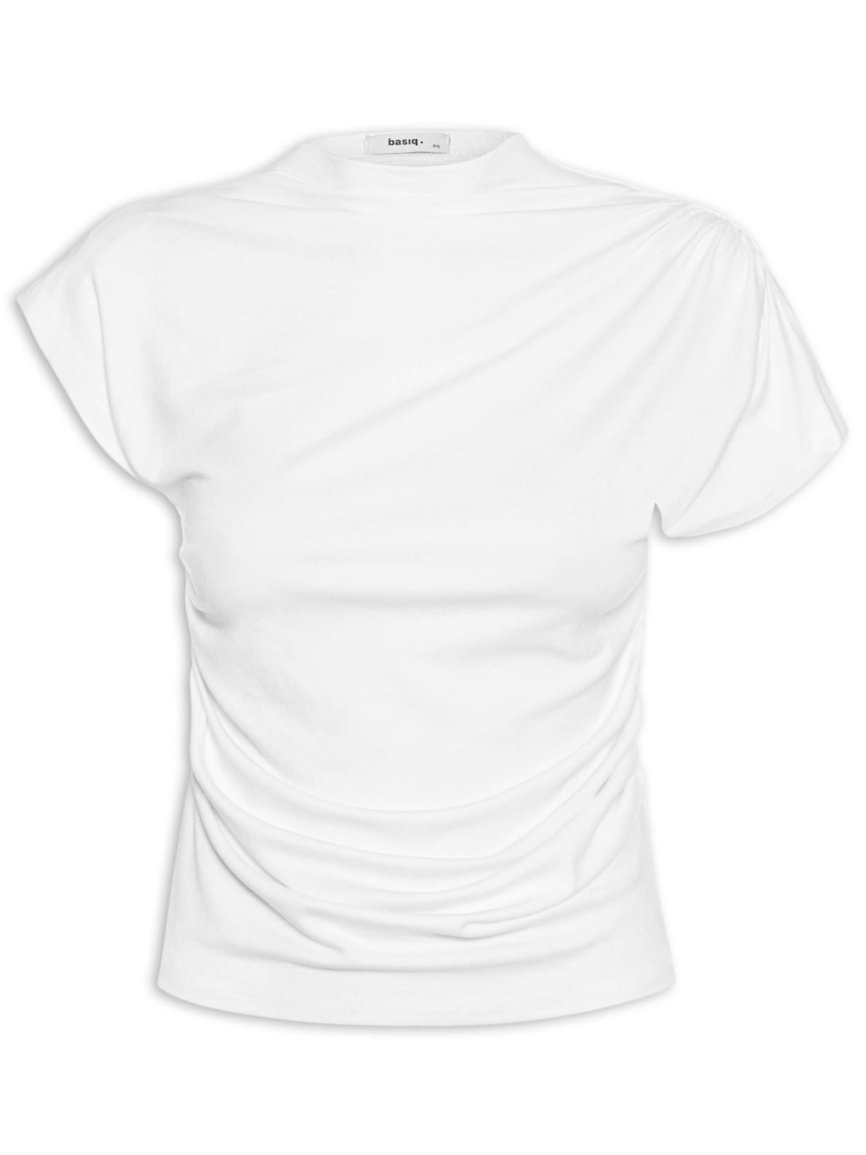 Blusa Feminina Decote Reto Drapeada - Branco
