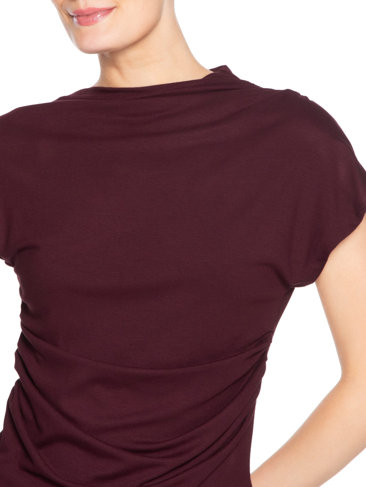 Blusa Feminina Decote Reto Drapeada Vermelho Basiq