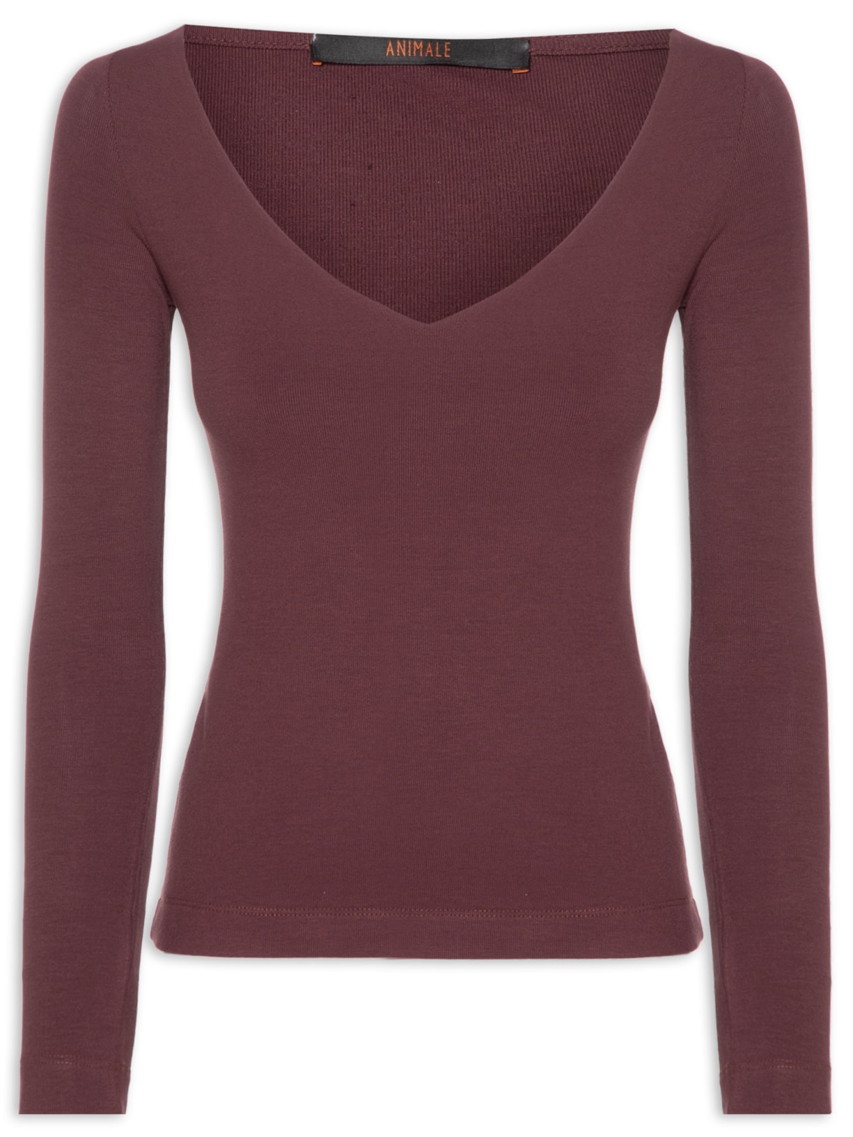Blusa Feminina Decote V Aberto Boho Marrom Animale