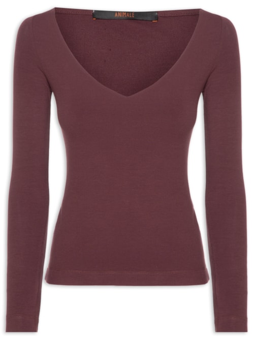 Blusa Feminina Decote V Aberto Boho - Marrom
