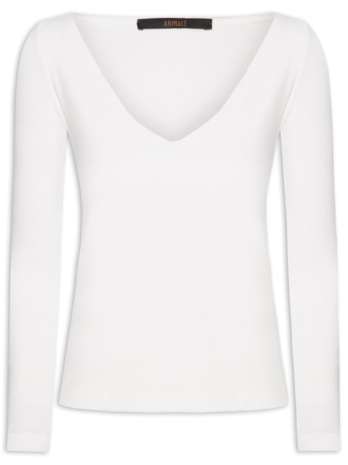 Blusa Feminina Decote V Aberto - Branco