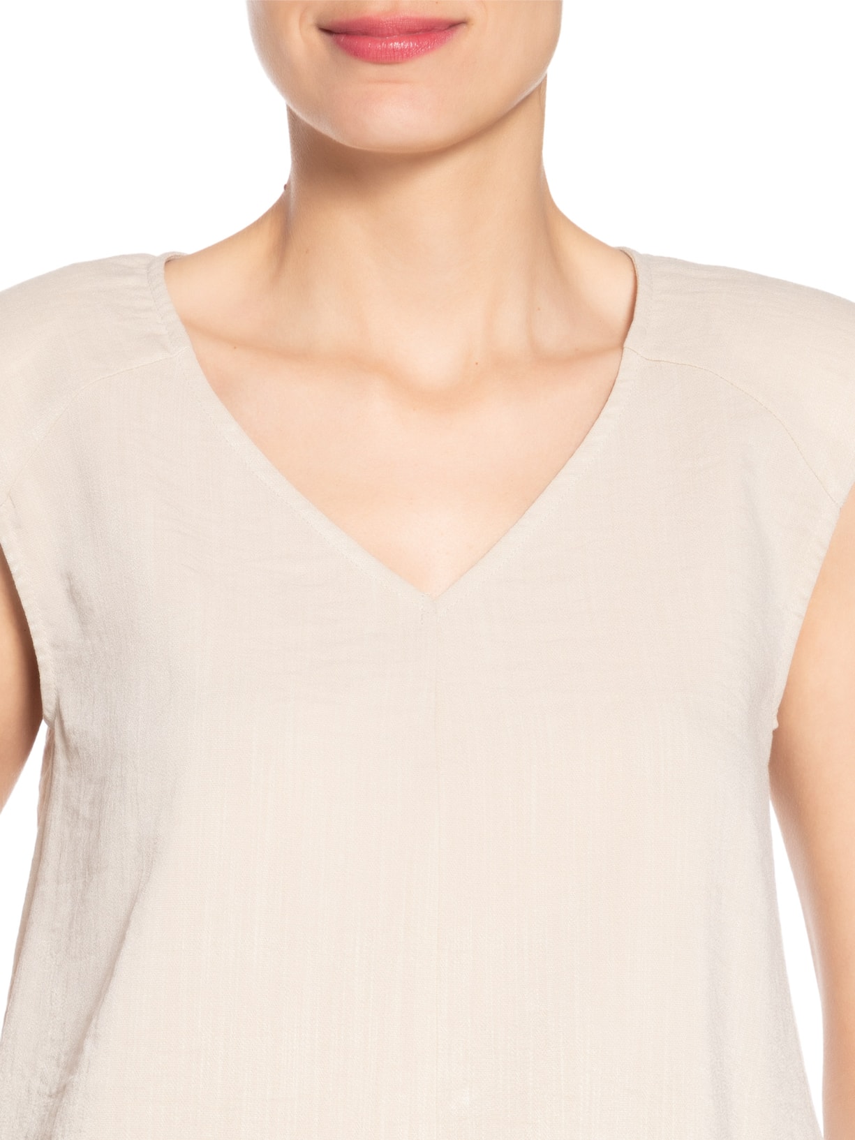 Blusa Feminina Decote V Bege Basiq