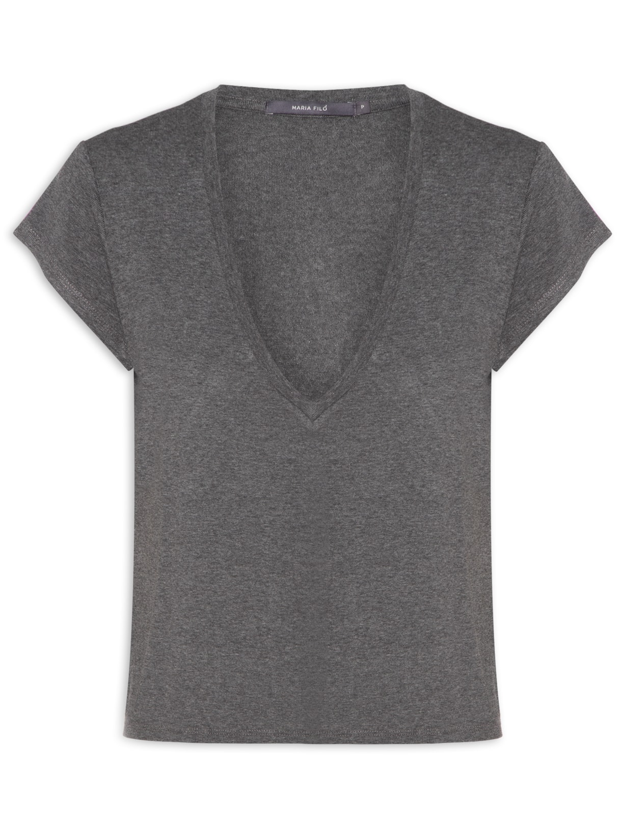 Blusa Feminina Decote V Costas Degrau - Cinza