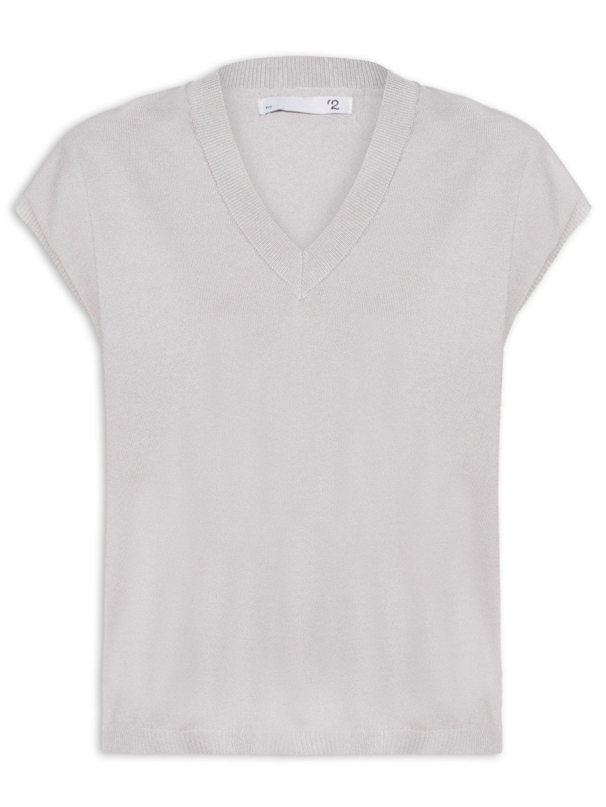 Blusa Feminina Decote V em Tricot - Cinza