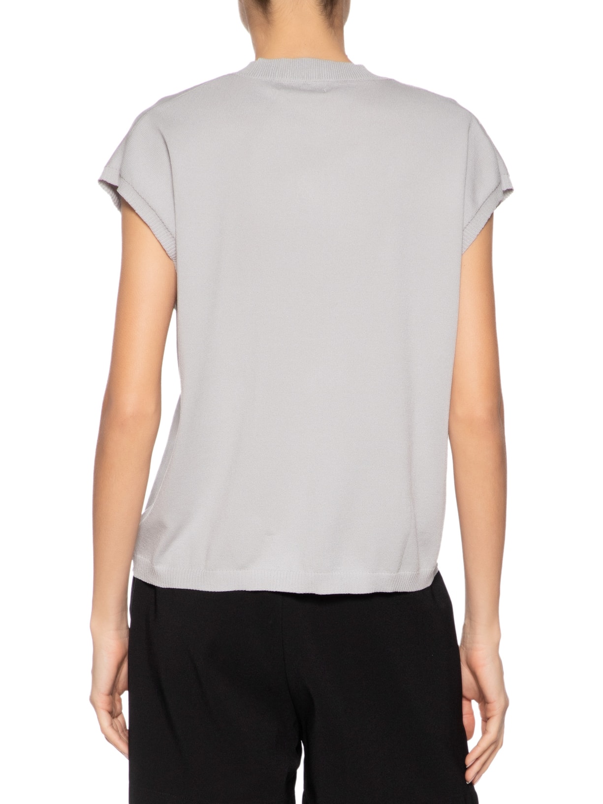Blusa Feminina Decote V em Tricot Cinza '2Essential