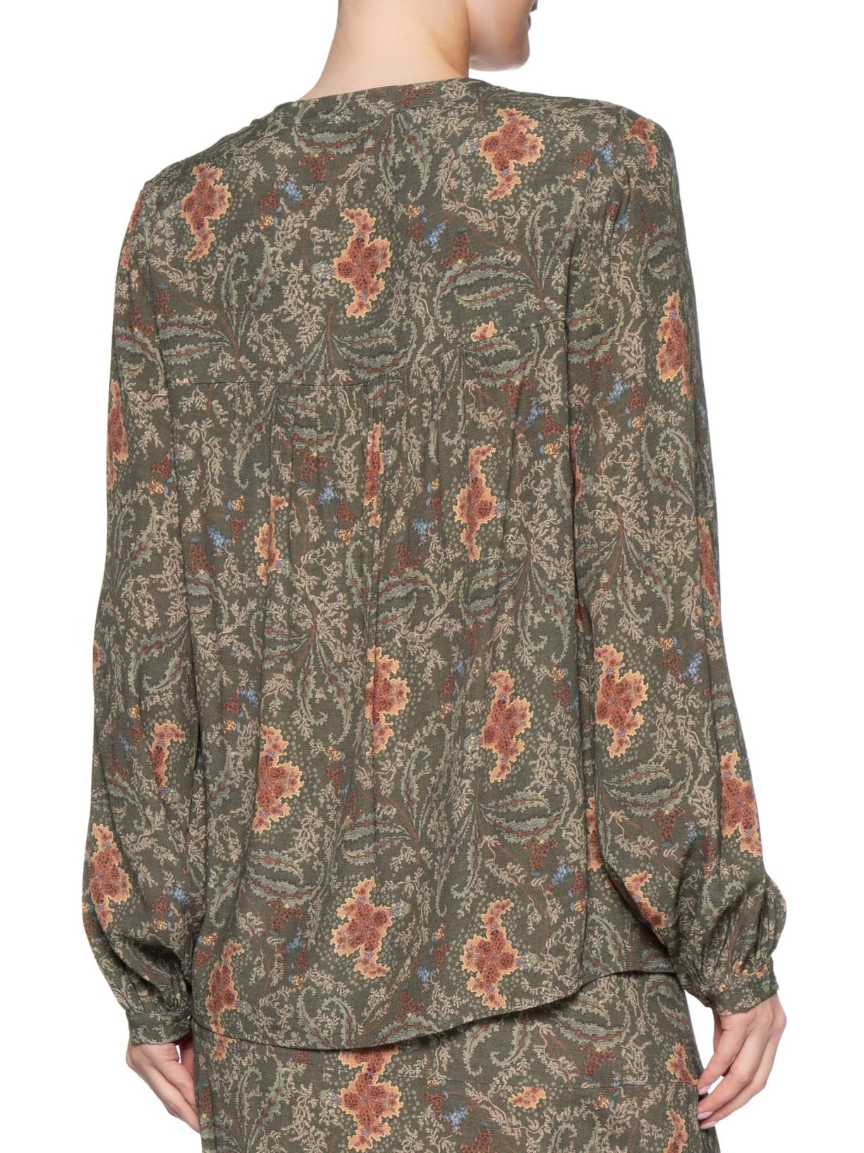 Blusa Feminina Decote V Estampa Ori Verde Maria Filó