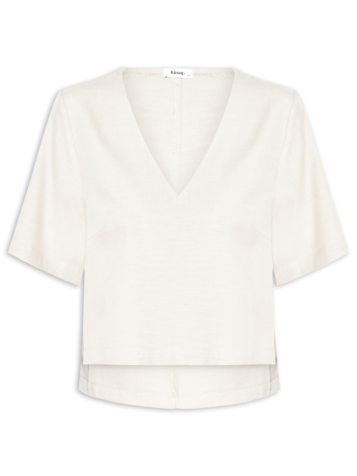 Blusa Feminina Decote V Manga Curta - Branco