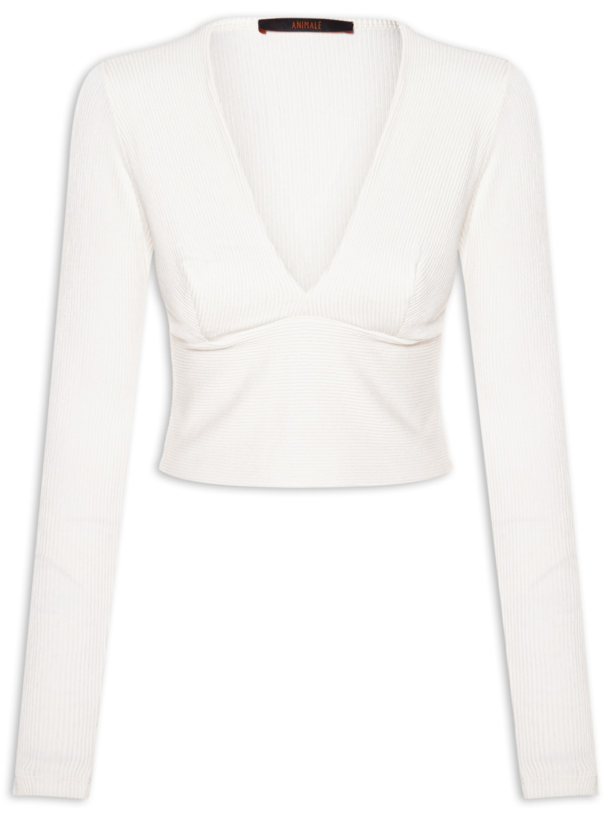 Blusa Feminina Decote V Manga Longa - Branco