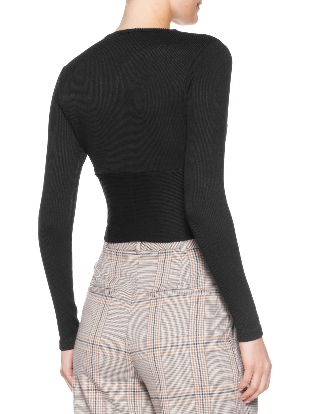 Blusa Feminina Decote V Manga Longa Preto Animale