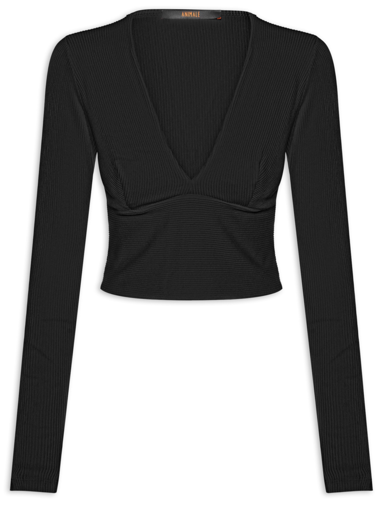 Blusa Feminina Decote V Manga Longa - Preto