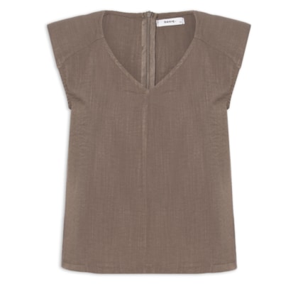 Blusa Feminina Decote V - Marrom