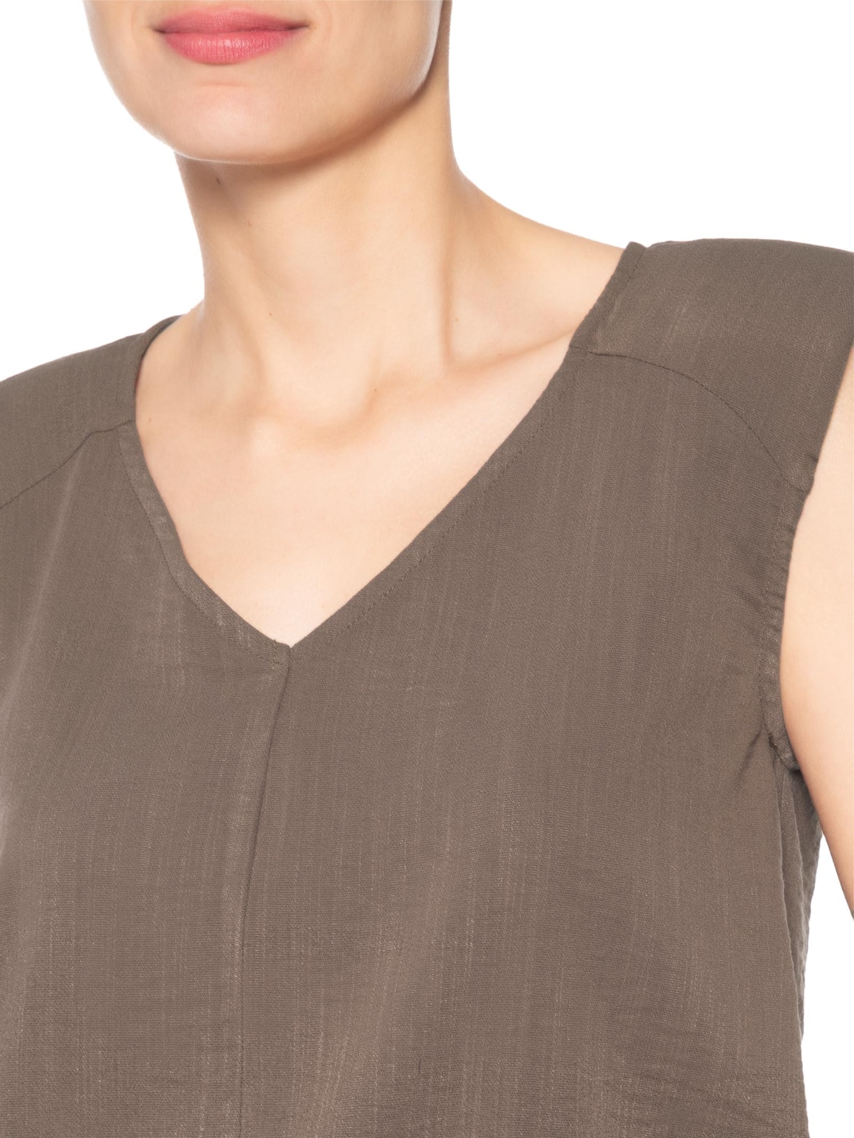 Blusa Feminina Decote V Marrom Basiq