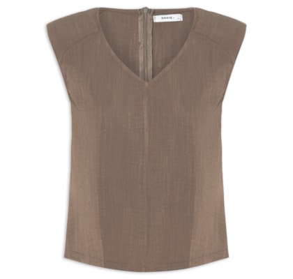 Blusa Feminina Decote V - Marrom