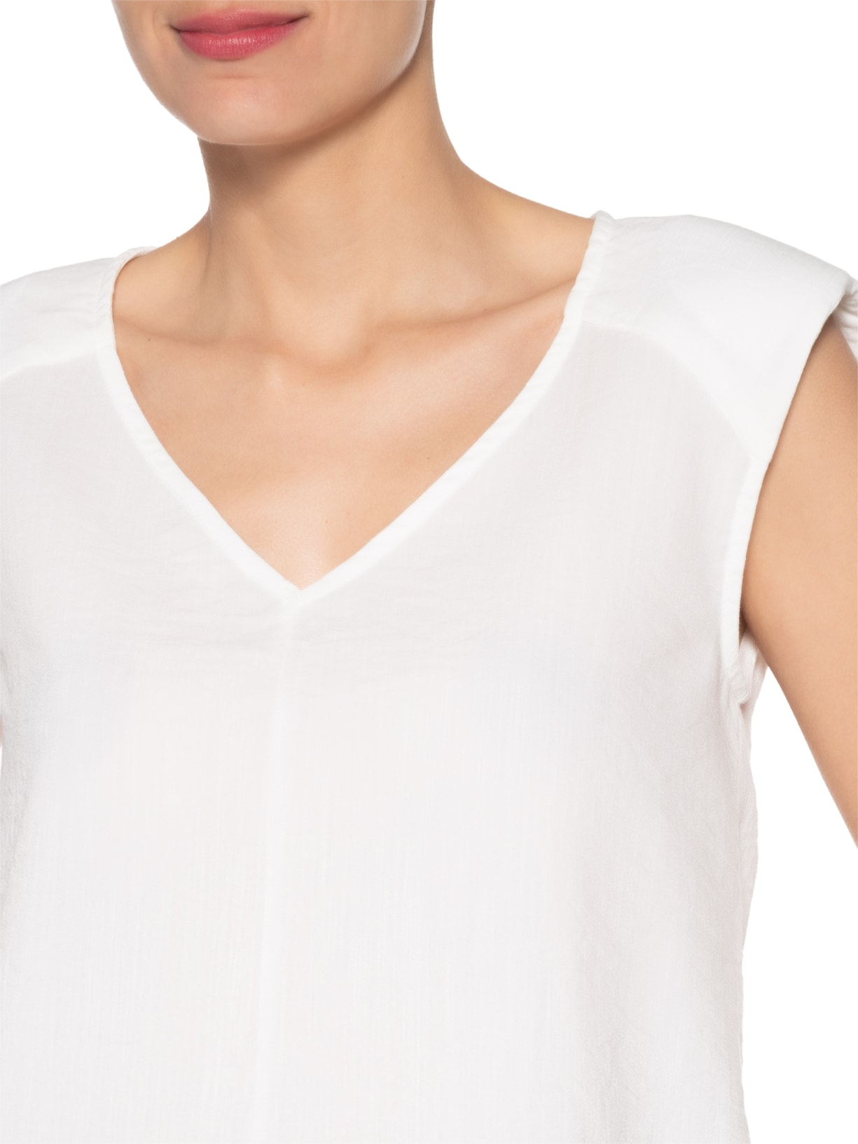 Blusa Feminina Decote V Off White Basiq