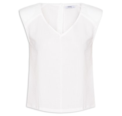 Blusa Feminina Decote V - Off White