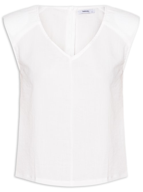 Blusa Feminina Decote V - Off White