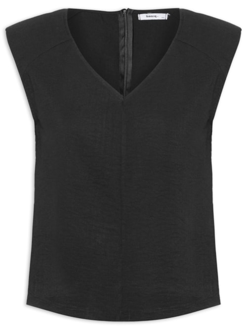 Blusa Feminina Decote V - Preto