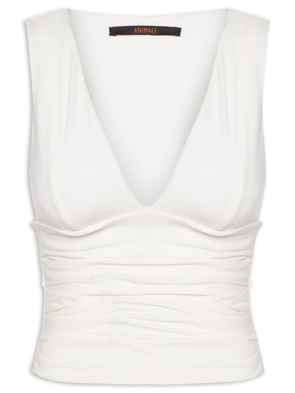 Blusa Feminina Decote V Recorte Cintura Branco Animale