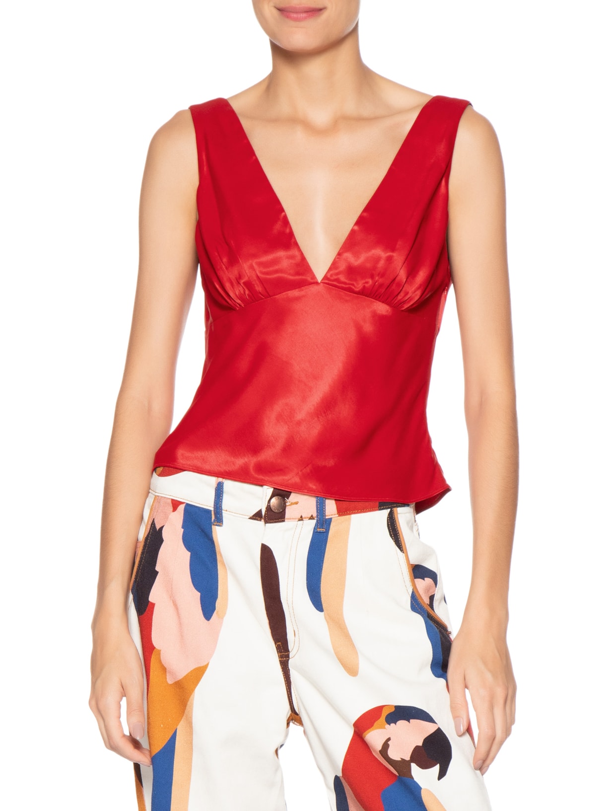 Blusa Feminina Decote V Vermelho Farm