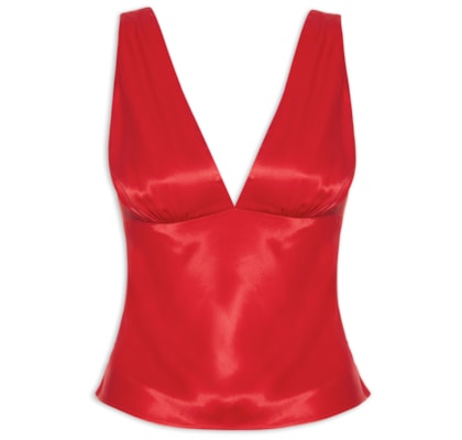Blusa Feminina Decote V - Vermelho