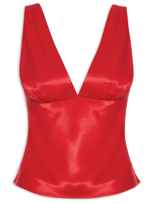 Blusa Feminina Decote V - Vermelho