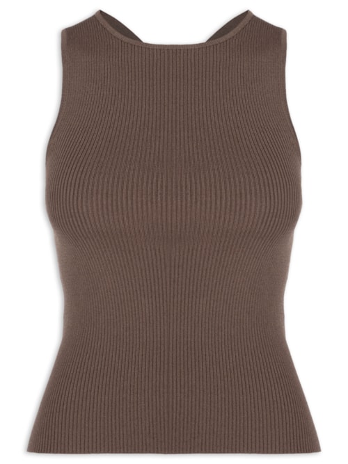 Blusa Feminina Decote X Costas Vazado - Marrom