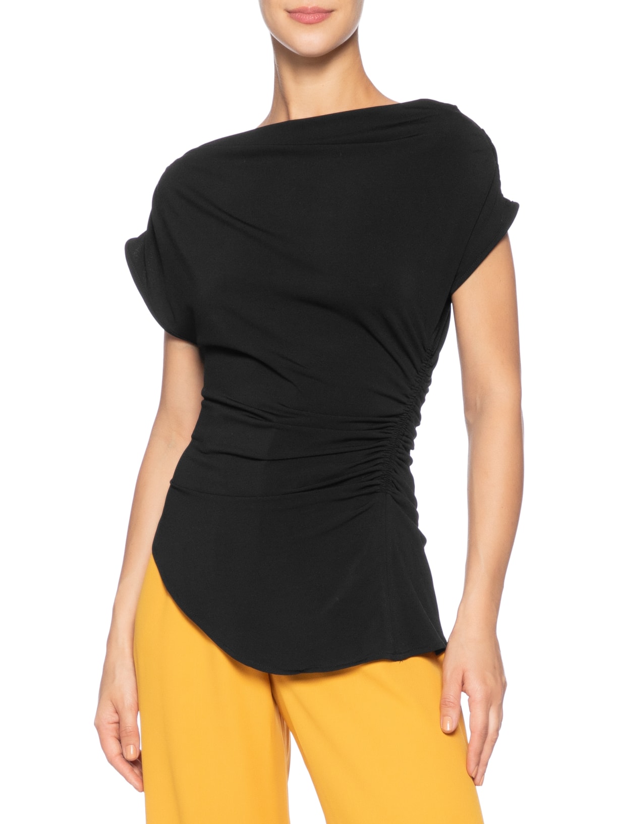 Blusa Feminina Degagê Com Franzidos Preto '2Essential