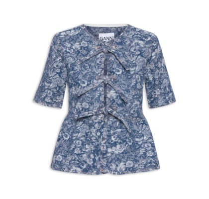 Blusa Feminina Denim Tapestry Peplum - Azul