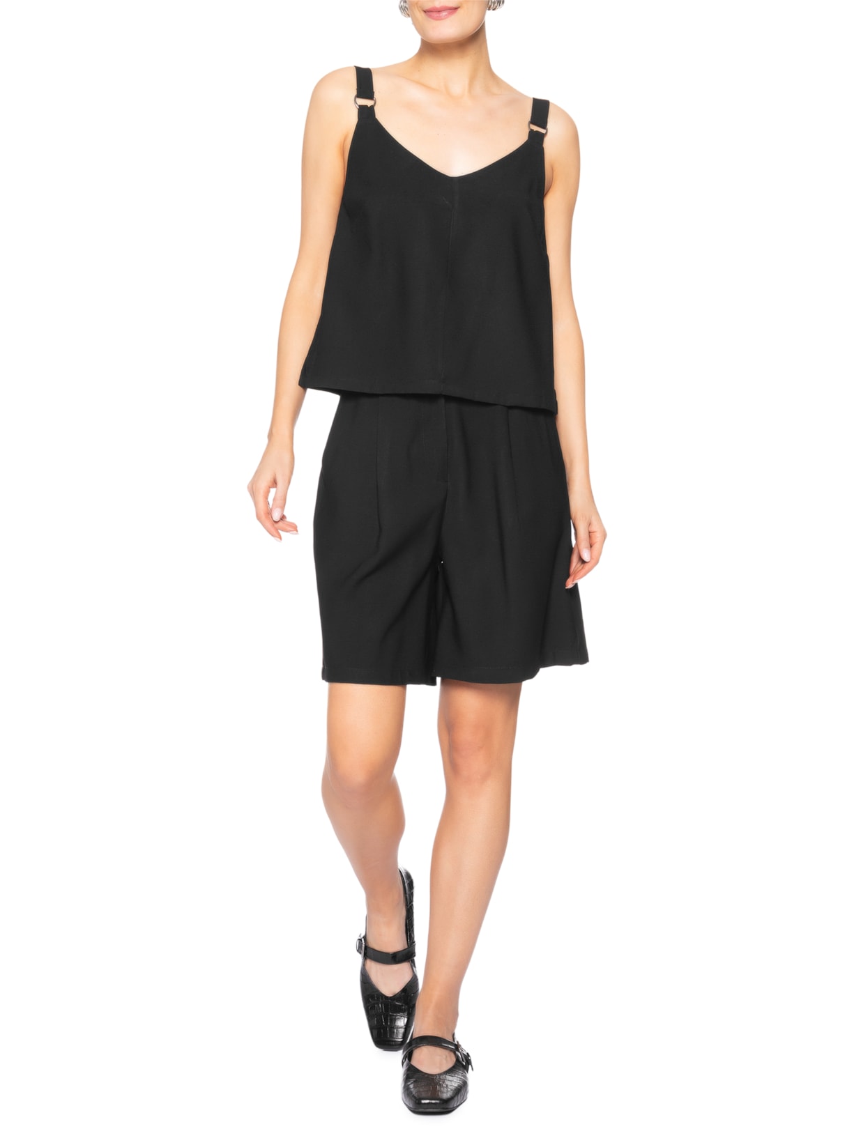 Blusa Feminina Detalhe Alça Preto Basiq