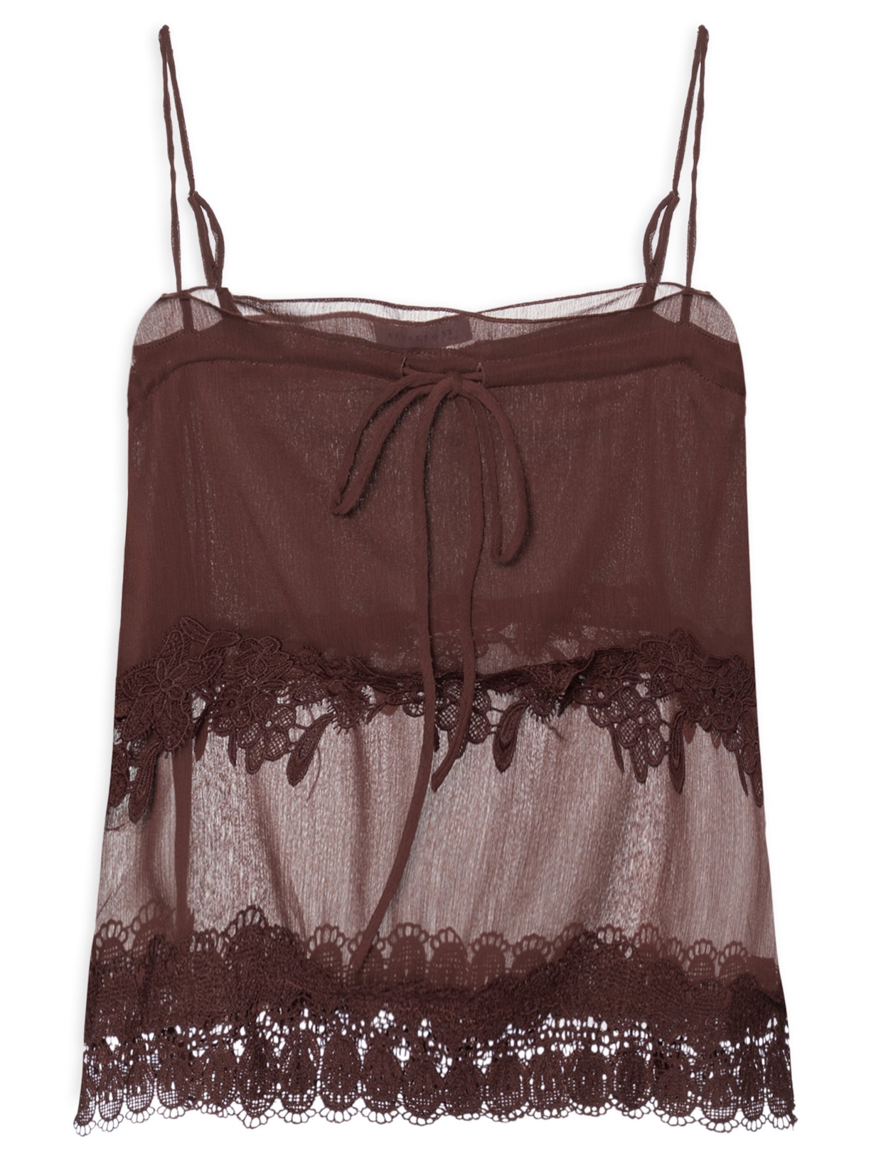 Blusa Feminina Detalhe Amarração E Renda Marrom Market 33