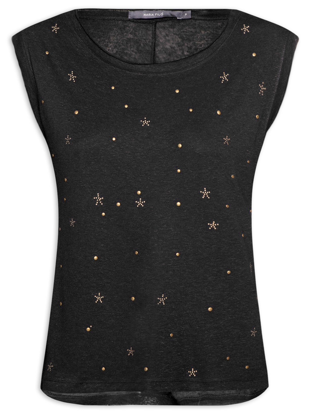 Blusa Feminina Detalhe Estrelas Metal - Preto