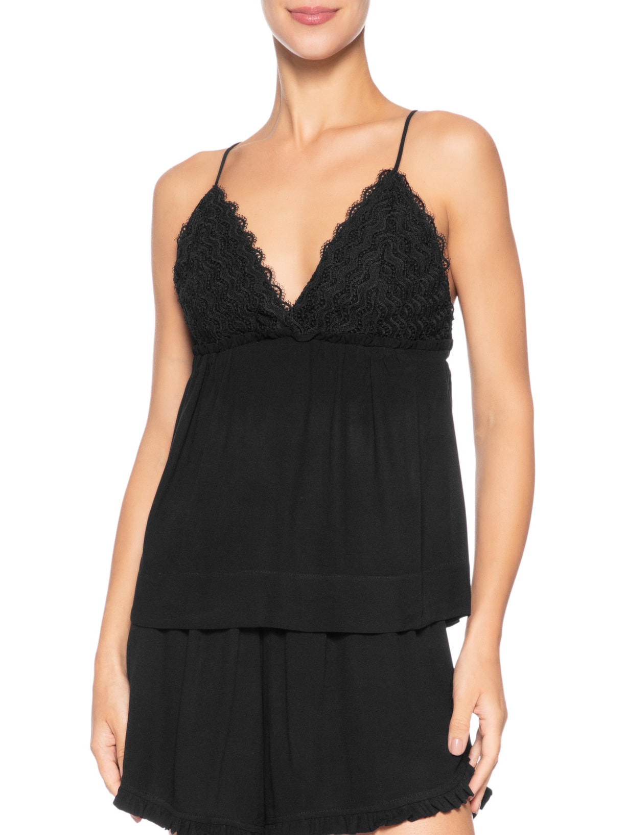 Blusa Feminina Detalhe Renda  – Preto Dress To