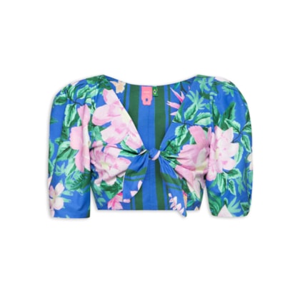 Blusa Feminina Double Floral Pintado - Azul