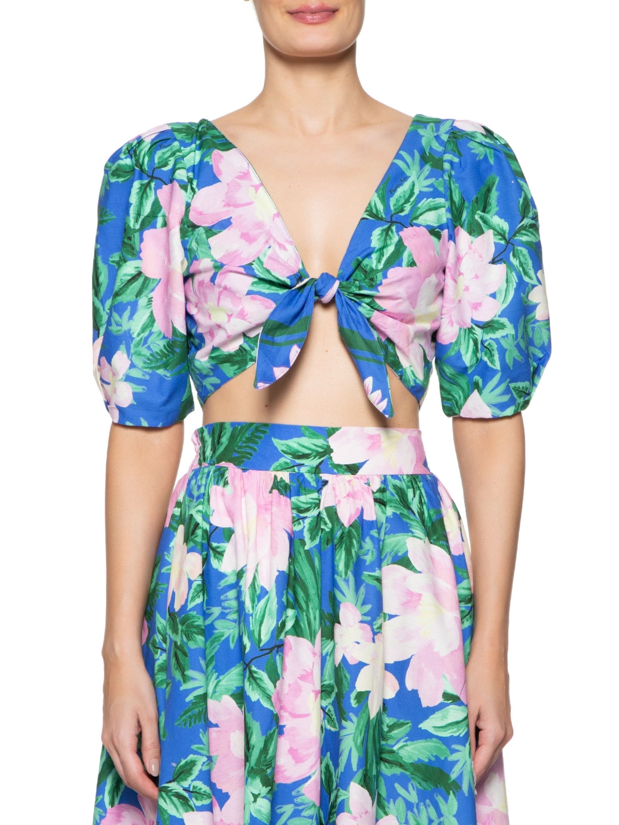 Blusa Feminina Double Floral Pintado Azul Farm