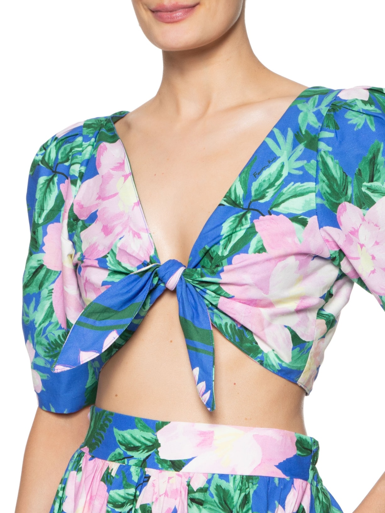 Blusa Feminina Double Floral Pintado Azul Farm